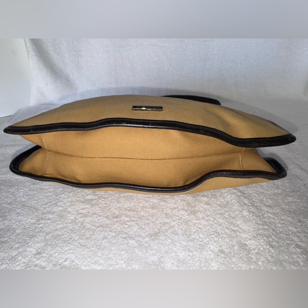 Gucci Vintage khaki brown canvas and leather trim web detail hobo. - Picture 5 of 15